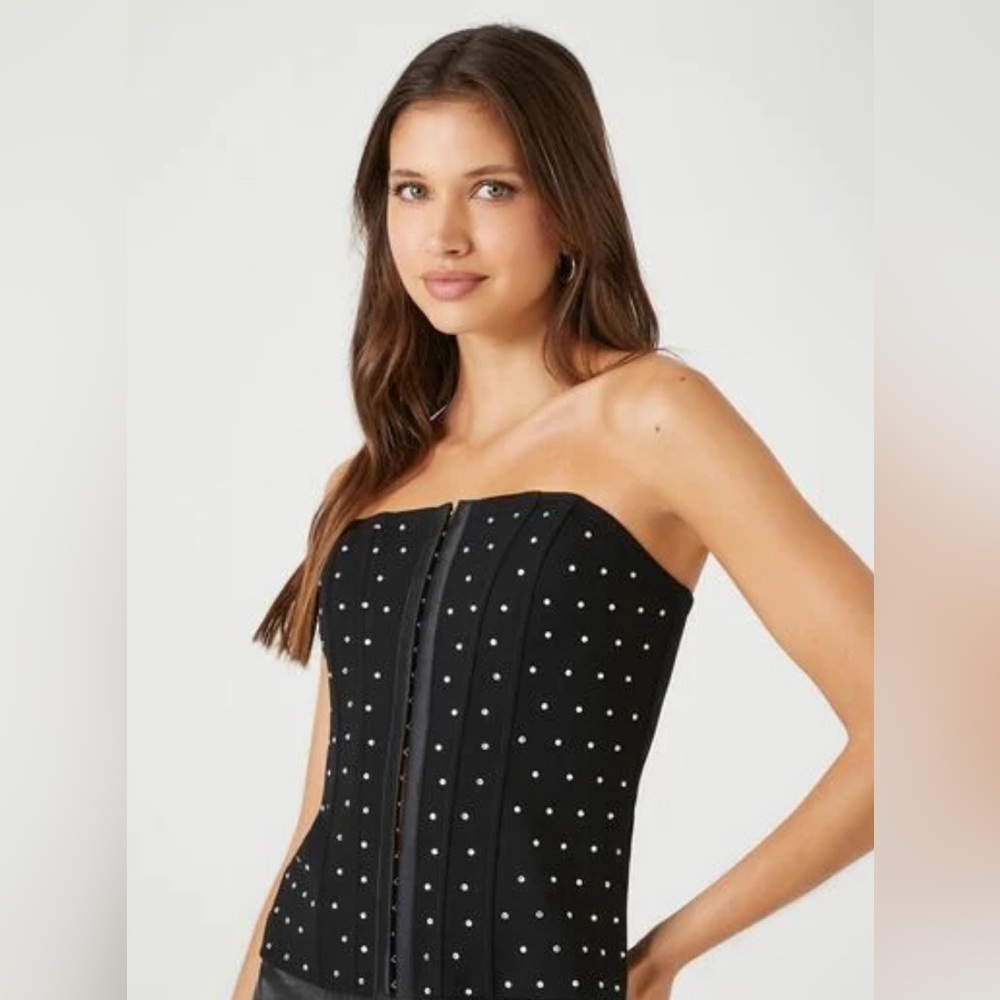 NWT Rhinestone Corset Tube Top